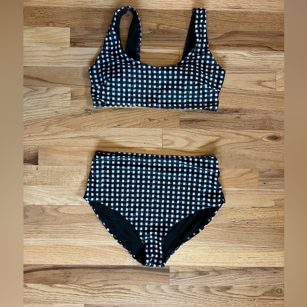 New High Waist Check Bikini - Size Medium